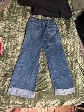 Alcott Wide-Leg Dark Blue Cuffed Jeans